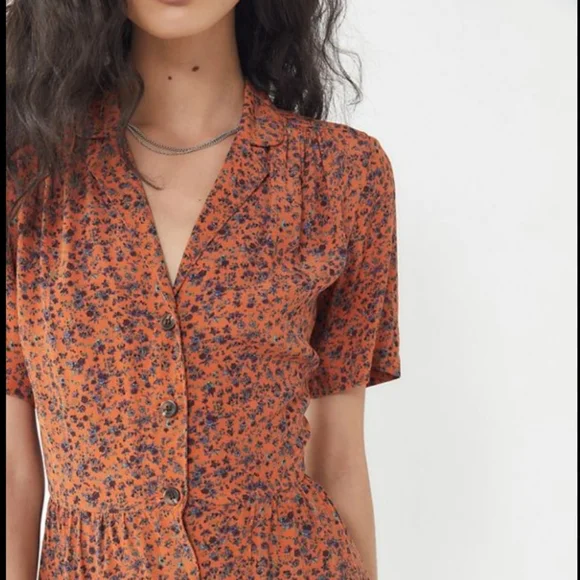 Urban Outfitters Orange Floral Dress - Picture 4 of 12
